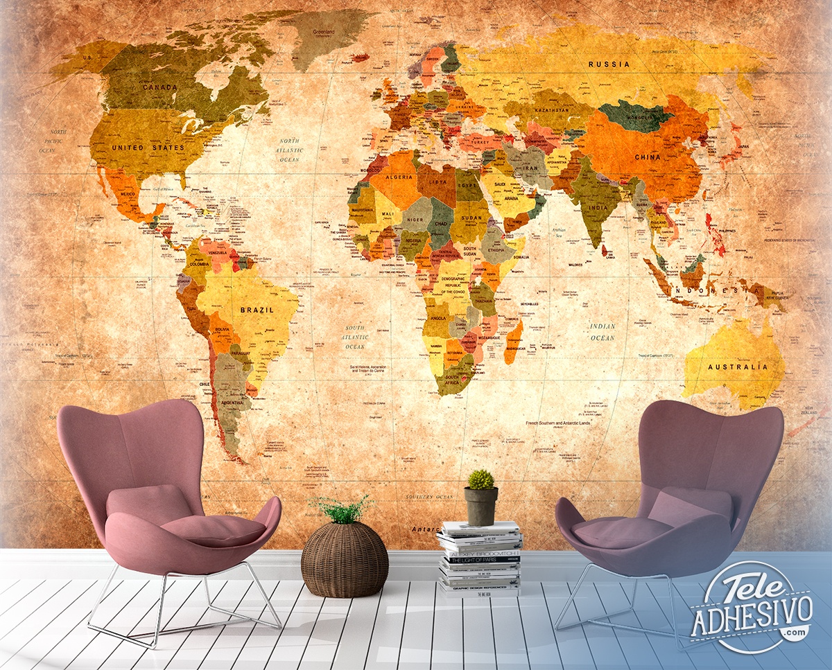 Wall Murals: Didactic world map
