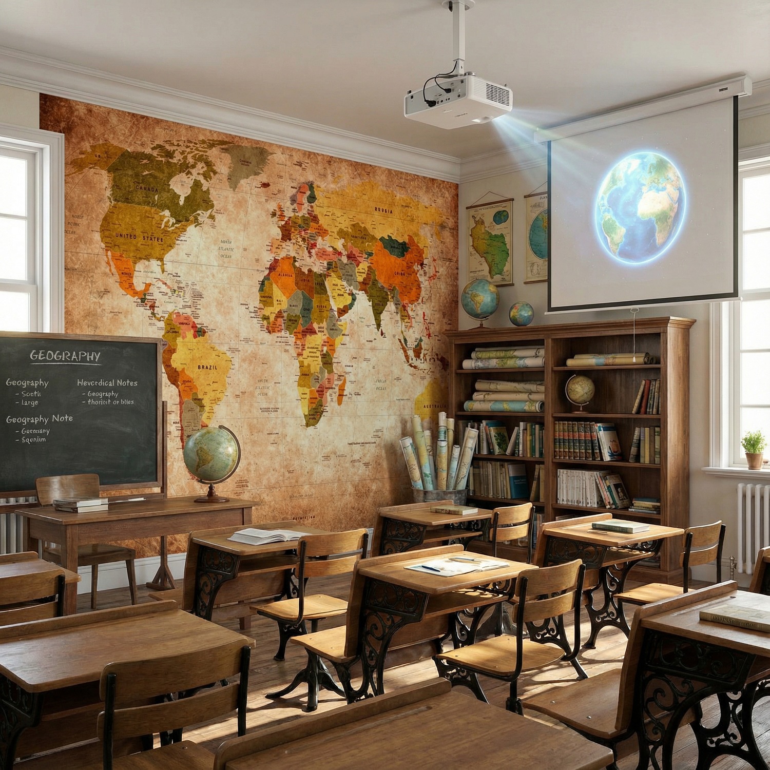 Wall Murals: Didactic world map