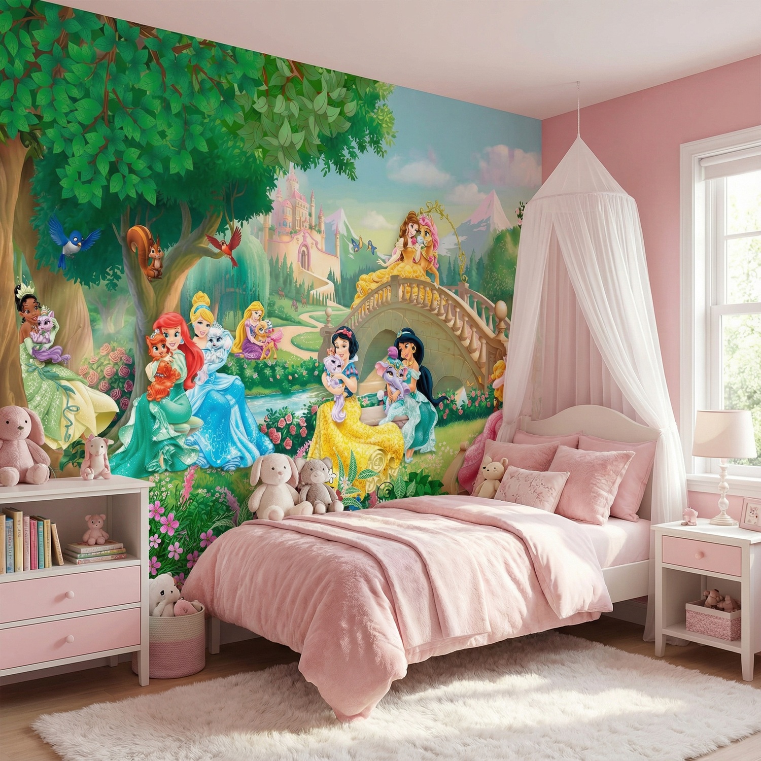 Wall Murals: Disney Princesses with Pets