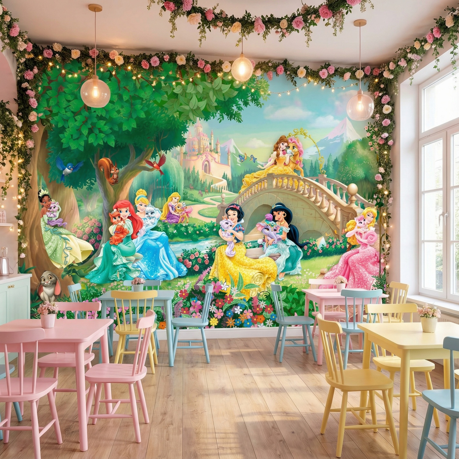 Wall Murals: Disney Princesses with Pets