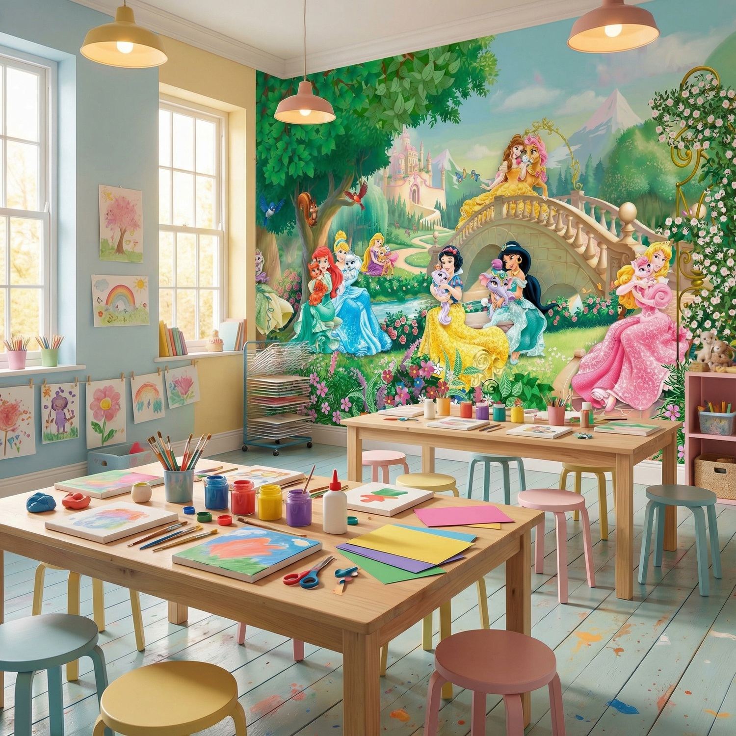 Wall Murals: Disney Princesses with Pets