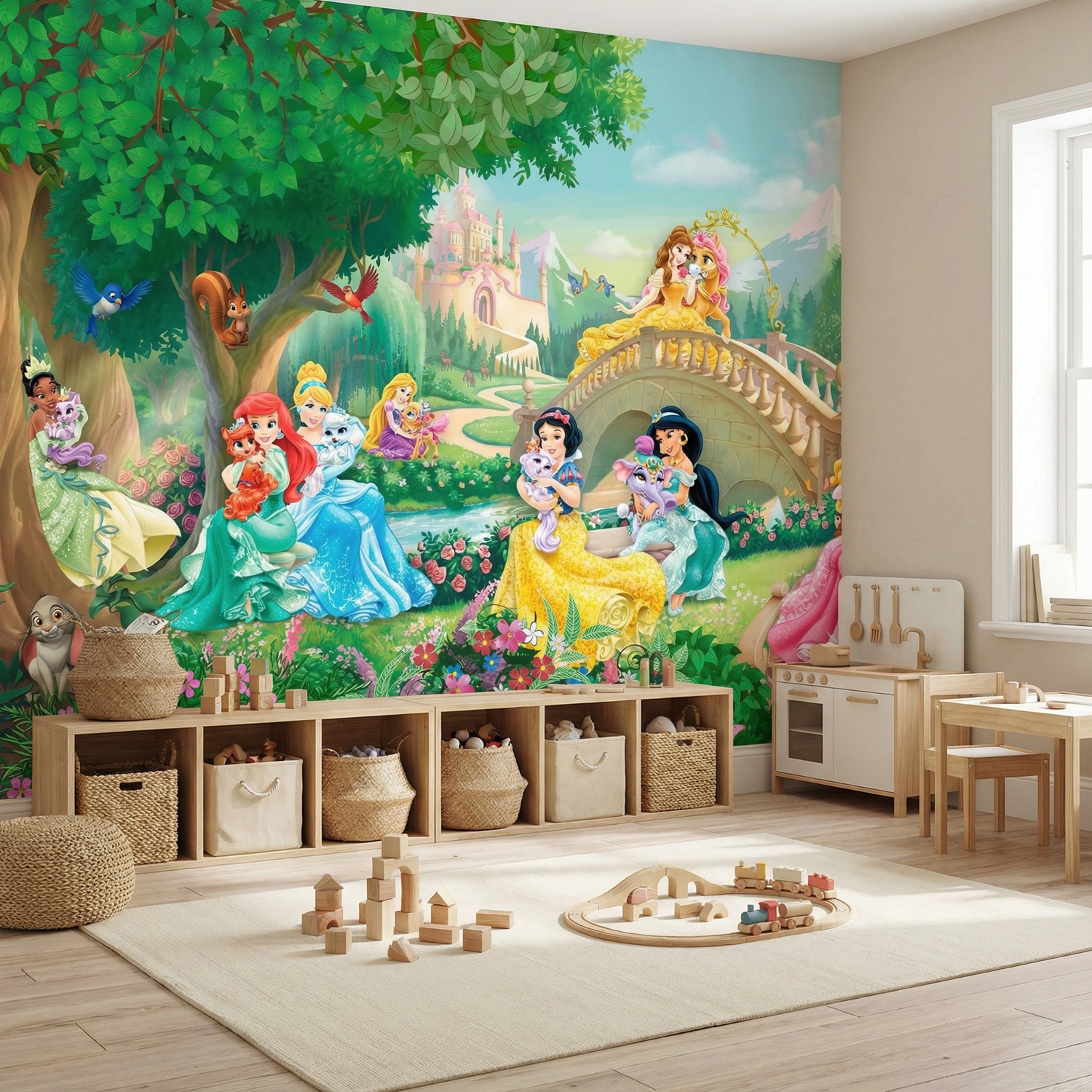 Wall Murals: Disney Princesses with Pets