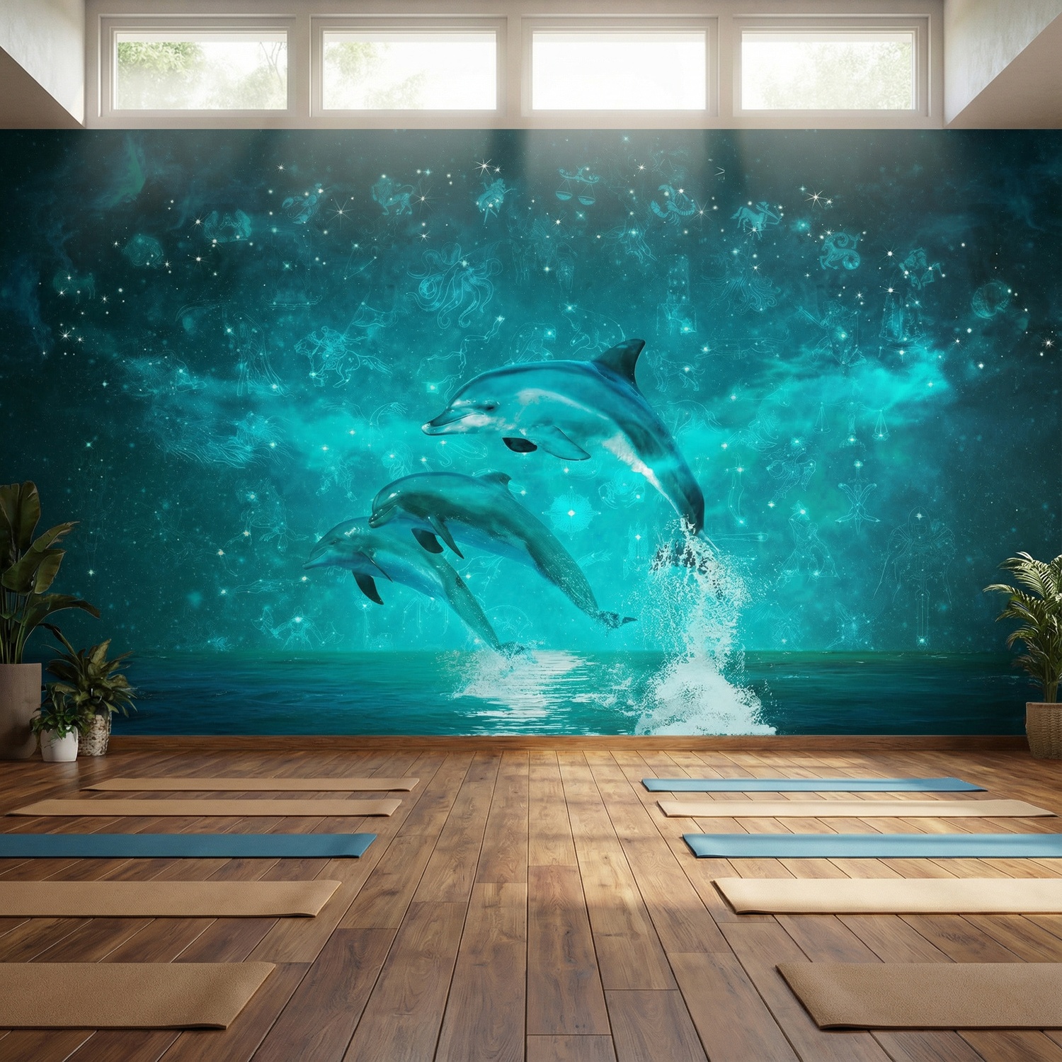 Wall Murals: Dolphins and constellations
