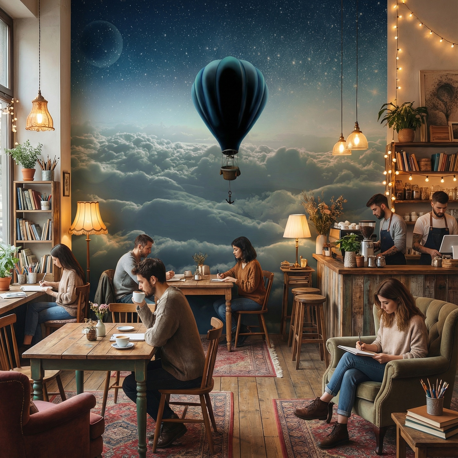 Wall Murals: Sunrise hot air balloon