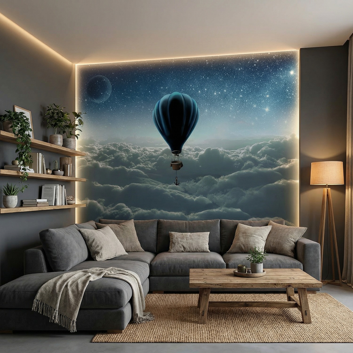 Wall Murals: Sunrise hot air balloon