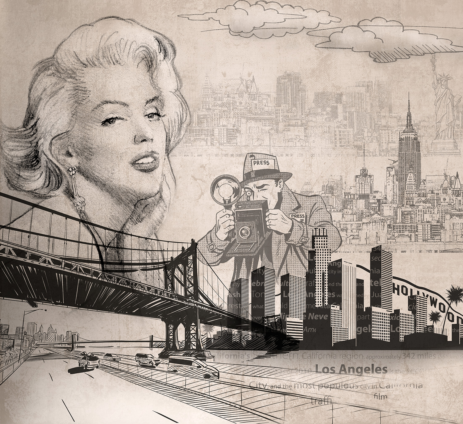 Wall Murals: American cinema collage