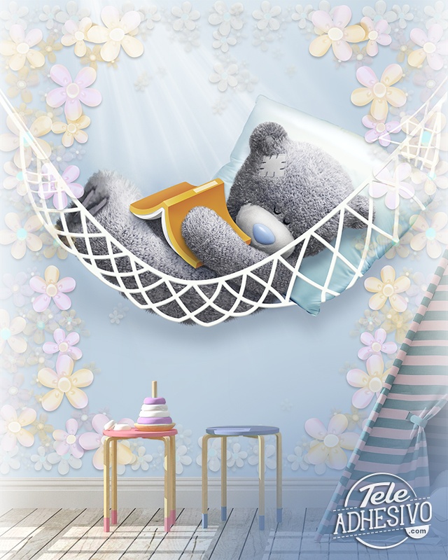 Wall Murals: Bear sleeping in a hammock