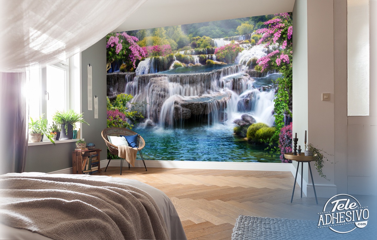 Wall Murals: Garden of large waterfalls