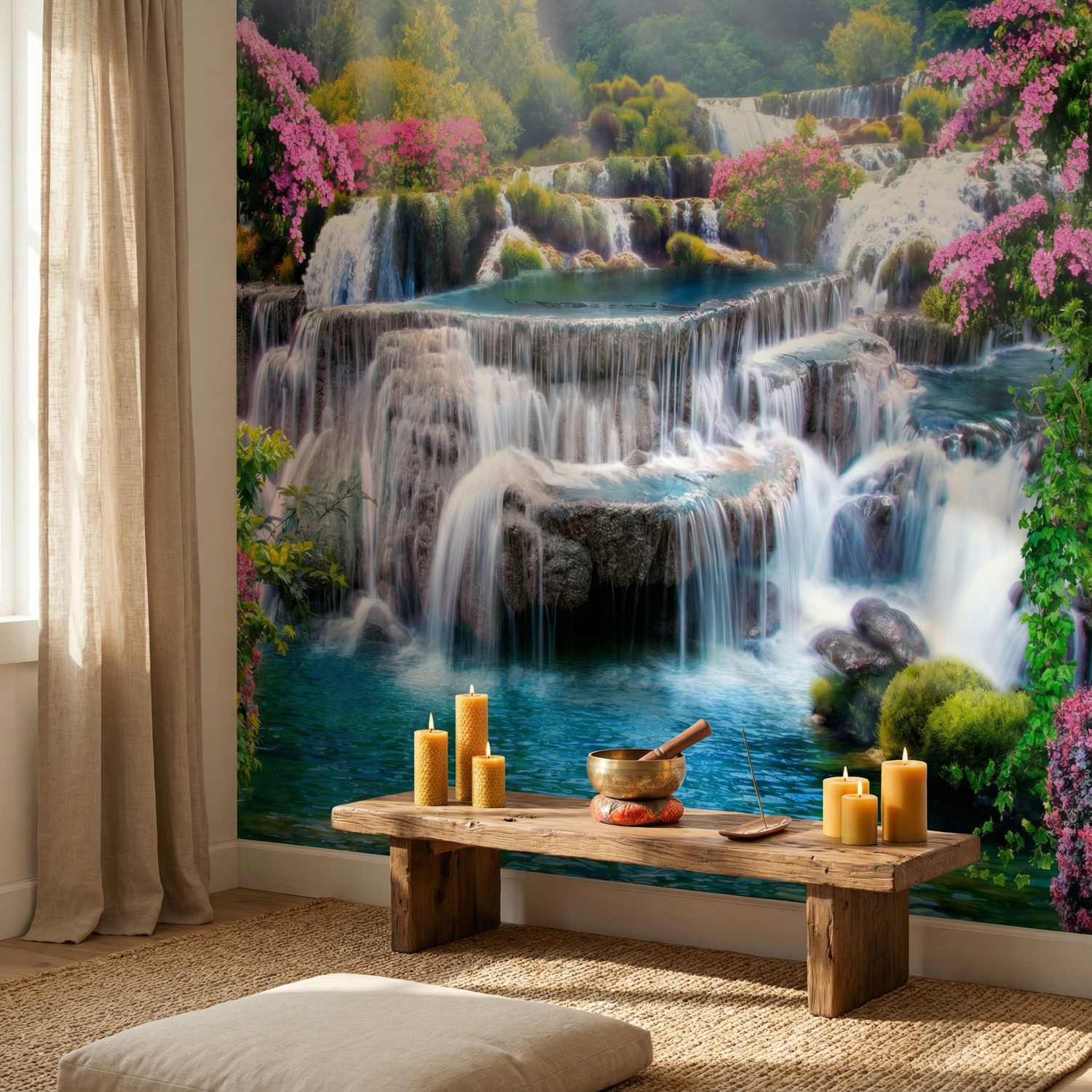 Wall Murals: Garden of large waterfalls