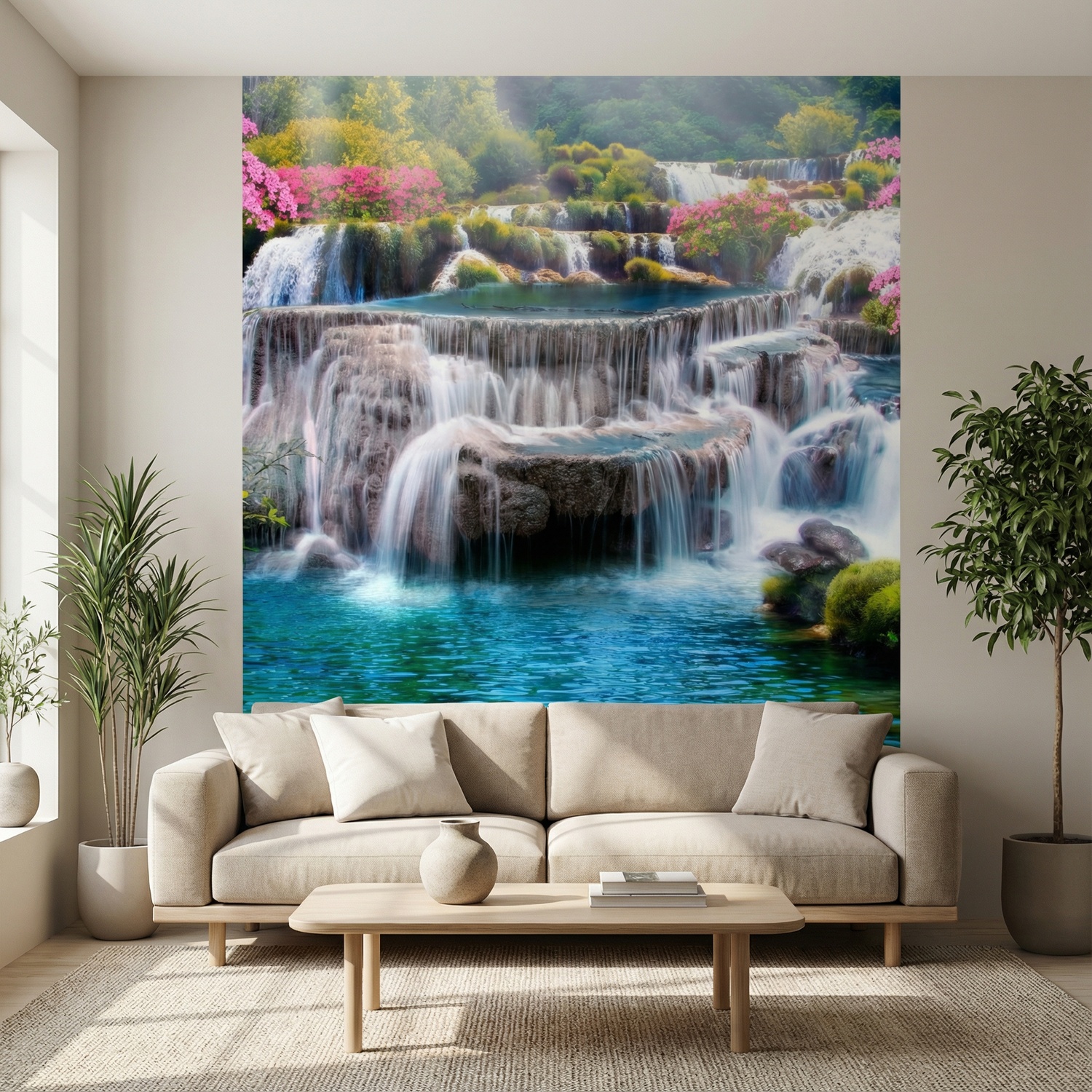 Wall Murals: Garden of large waterfalls
