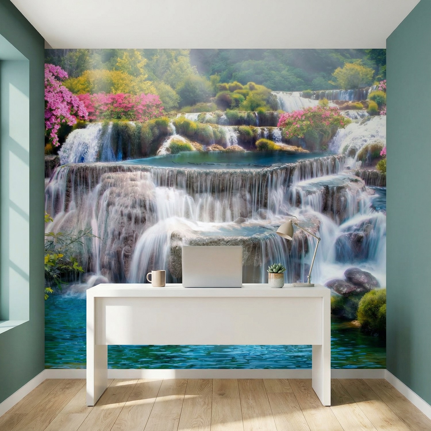 Wall Murals: Garden of large waterfalls
