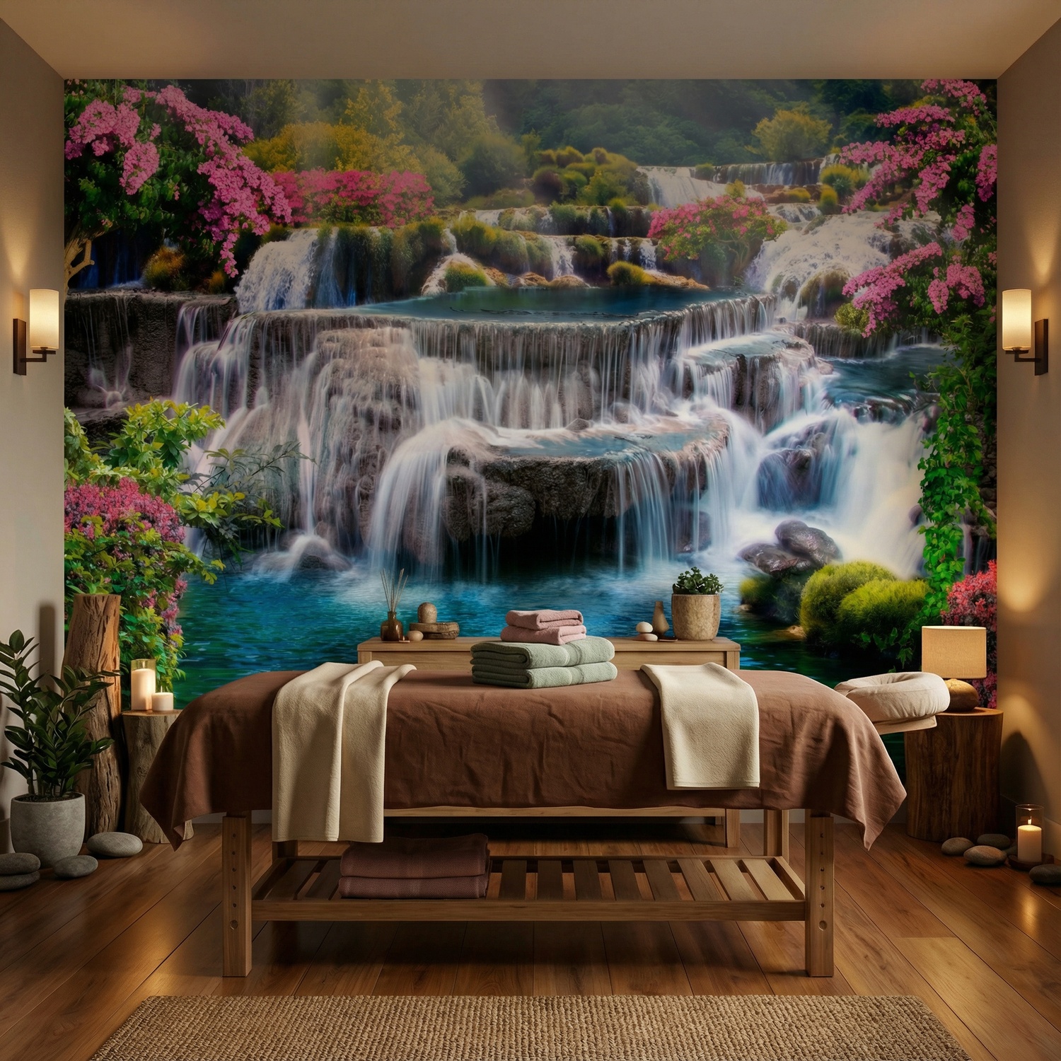 Wall Murals: Garden of large waterfalls