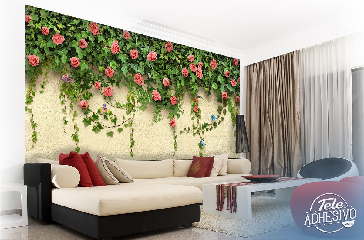 Wall mural ivy and roses muraldecal