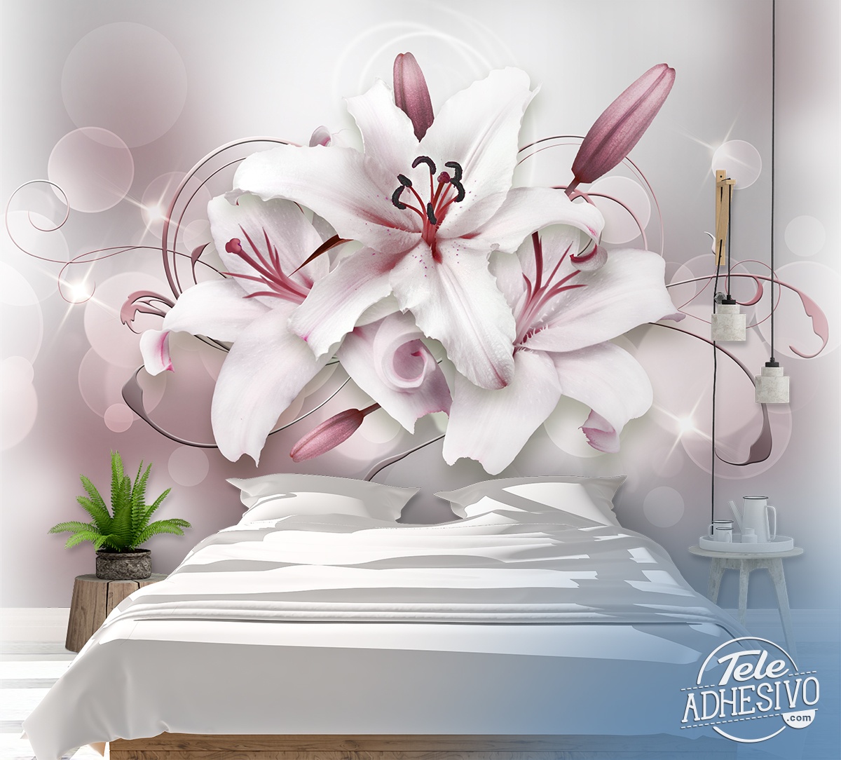 Wall mural Bouquet of grey lilies