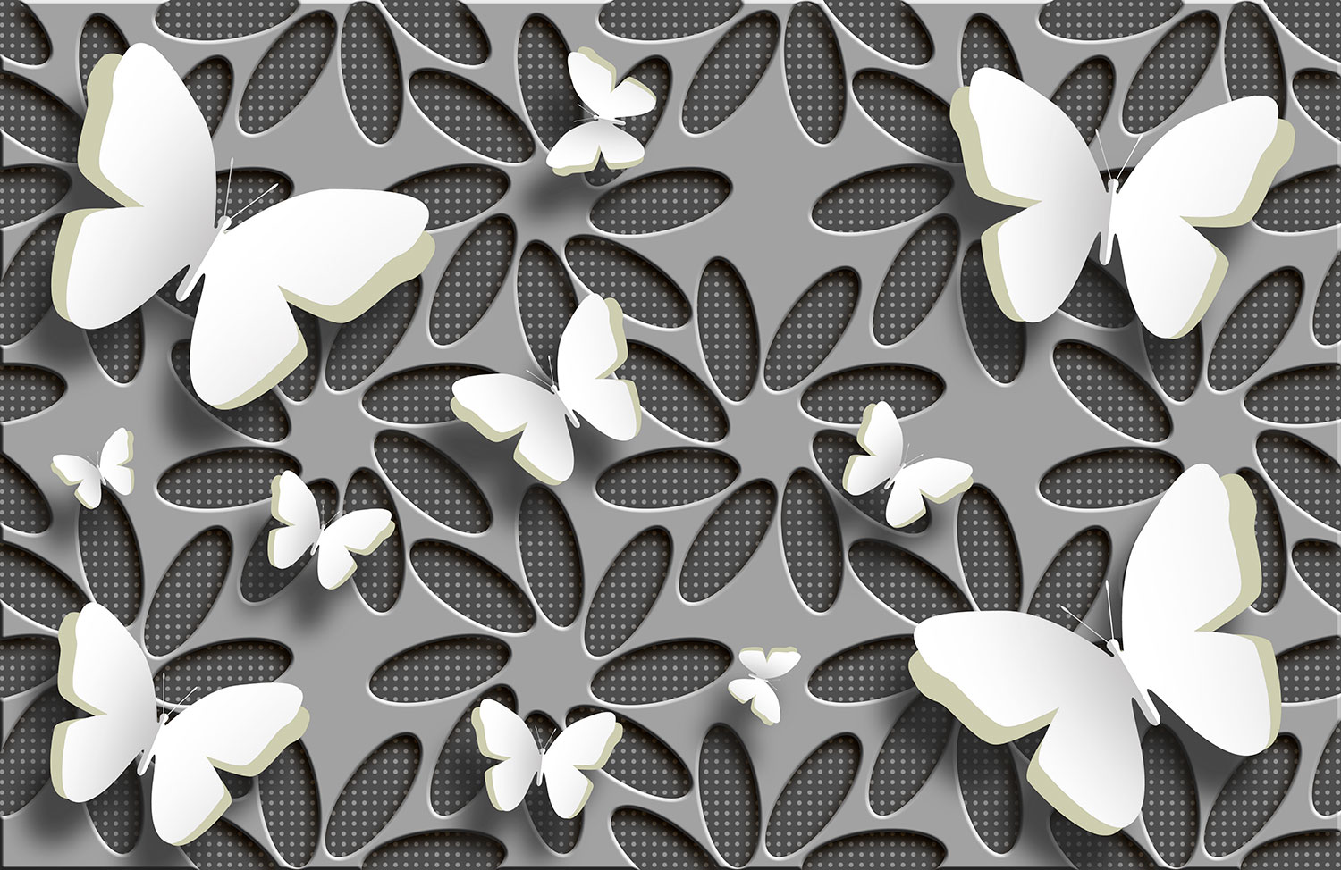 Wall Murals: Collage flowers and butterflies