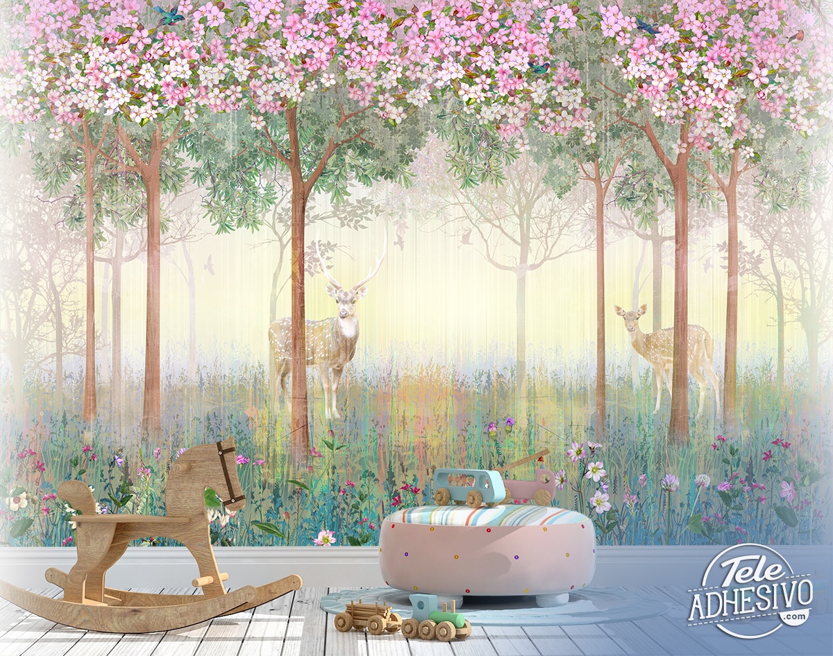 Wall Murals: Deer in spring