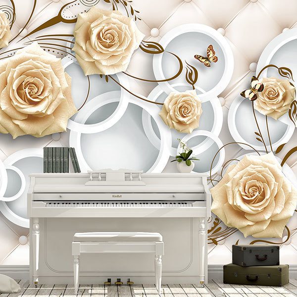 Wall Murals: Headboard with brown roses 0