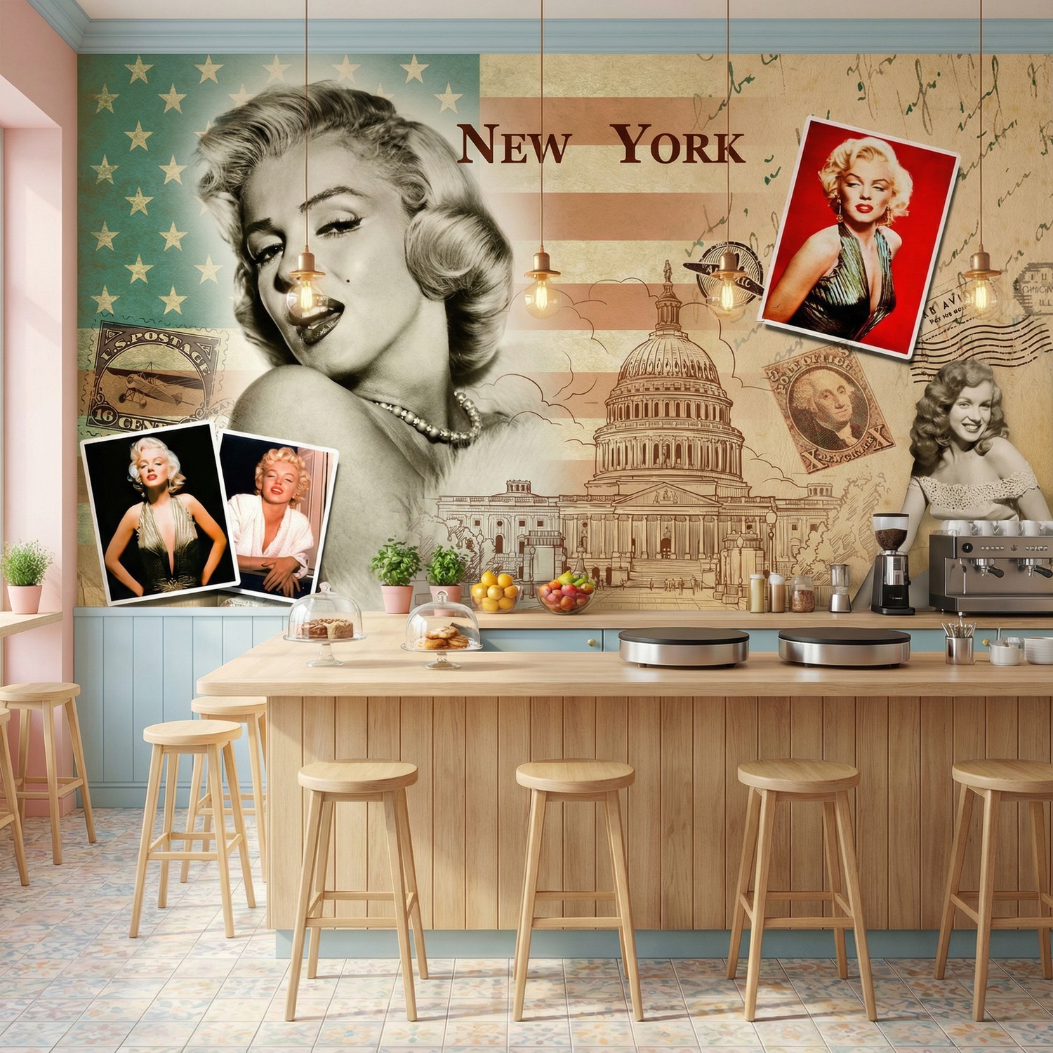 Wall Murals: Collage Marilyn Monroe