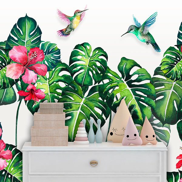 Wall Murals: Hummingbird between Lilies