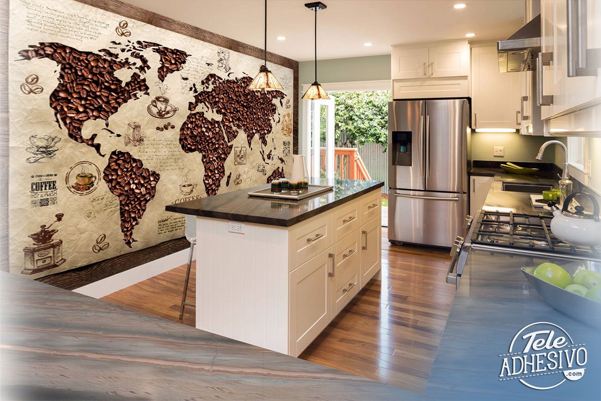 Wall Murals: Coffee World Map 2