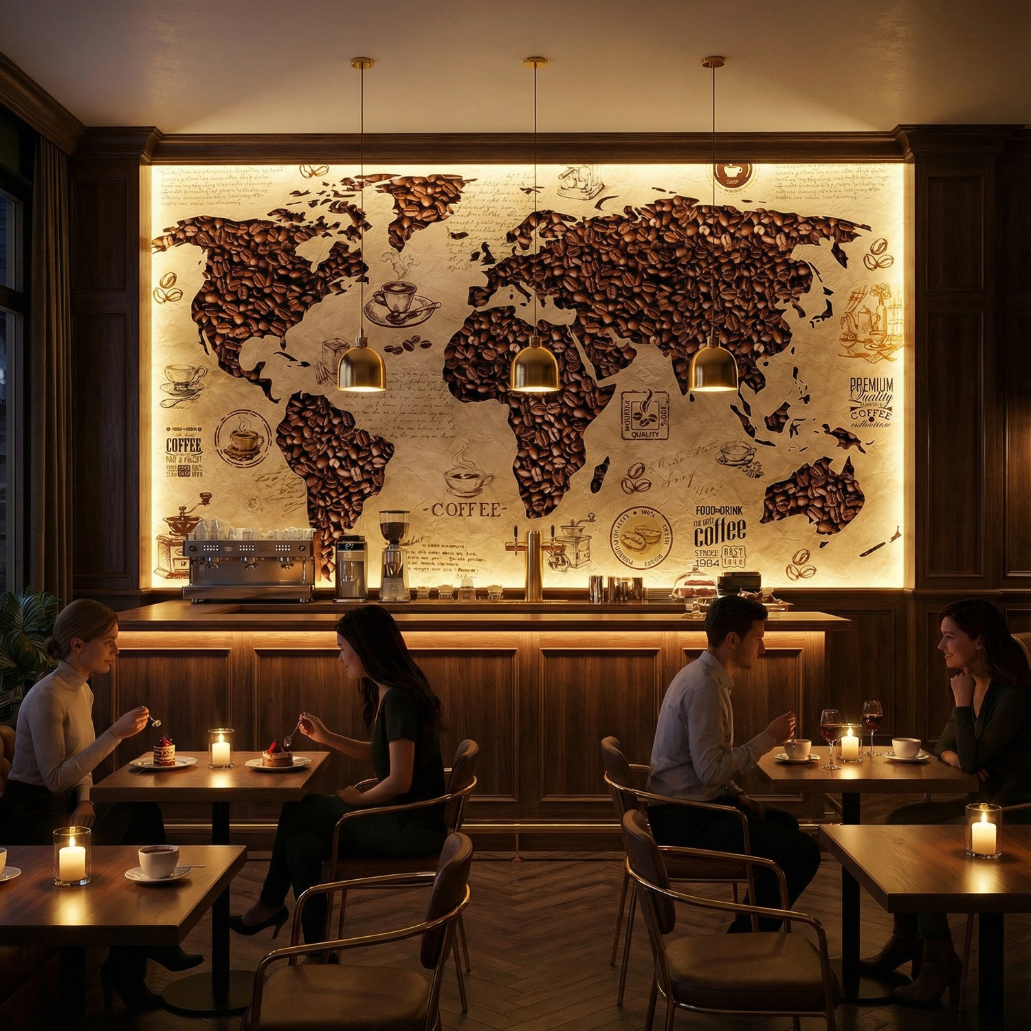 Wall Murals: Coffee World Map