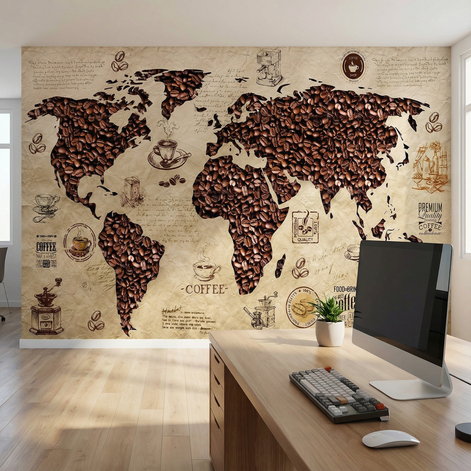 Wall Murals: Coffee World Map