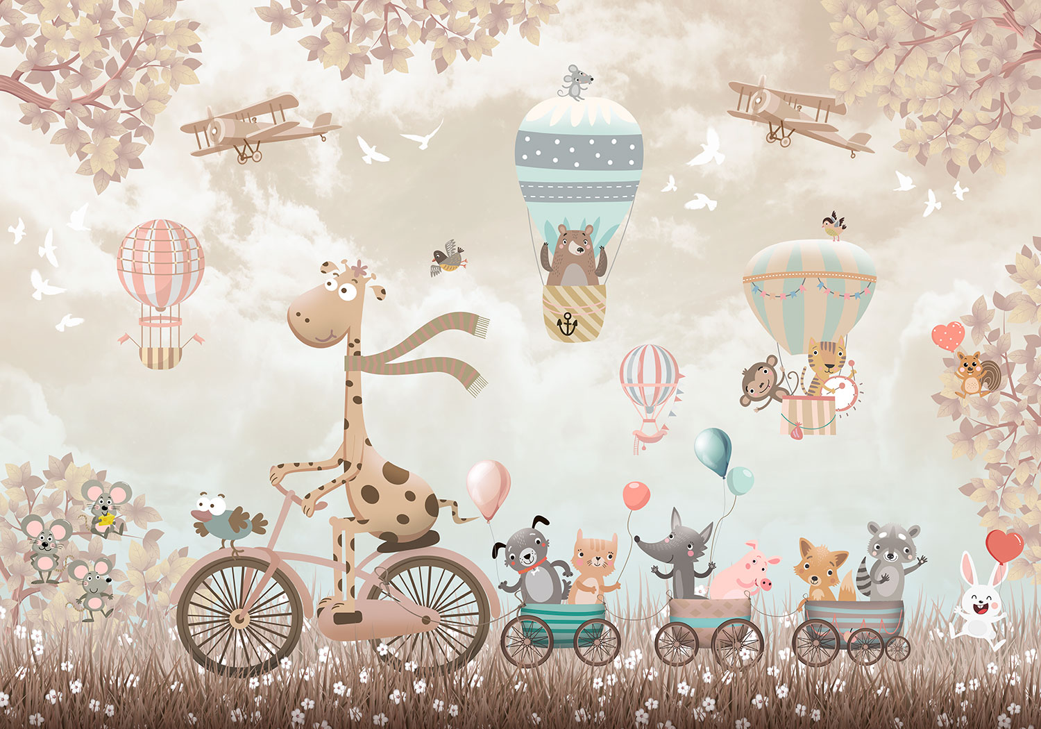Wall Murals: The cycling giraffe