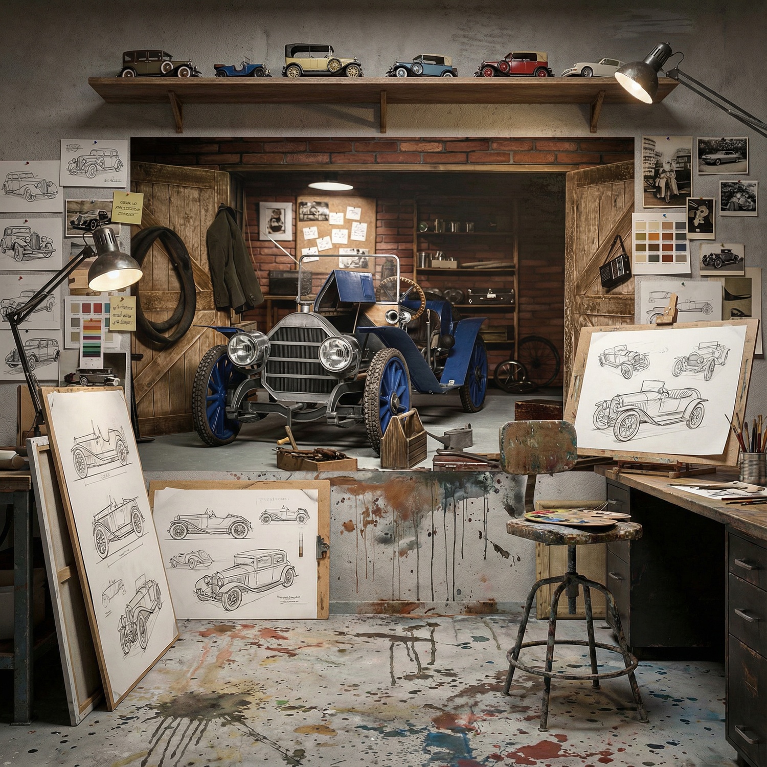 Wall Murals: Old car in the garage