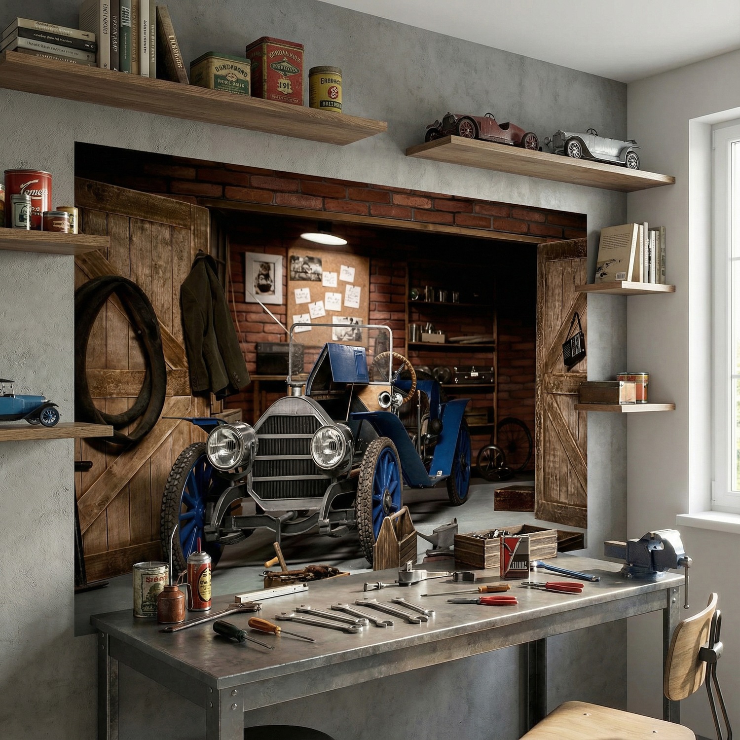 Wall Murals: Old car in the garage