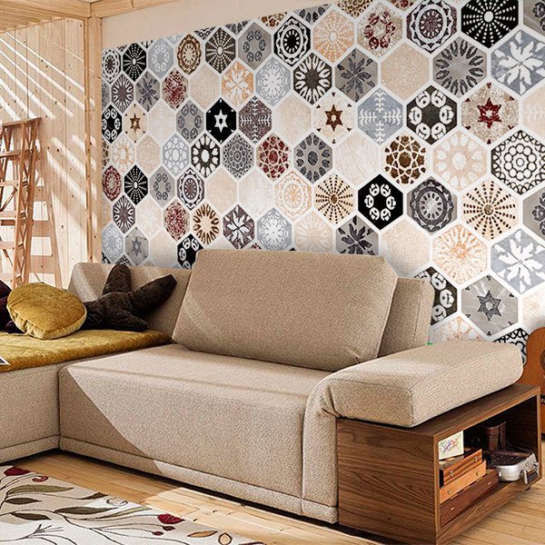 Wall Murals: Printed of hexagons