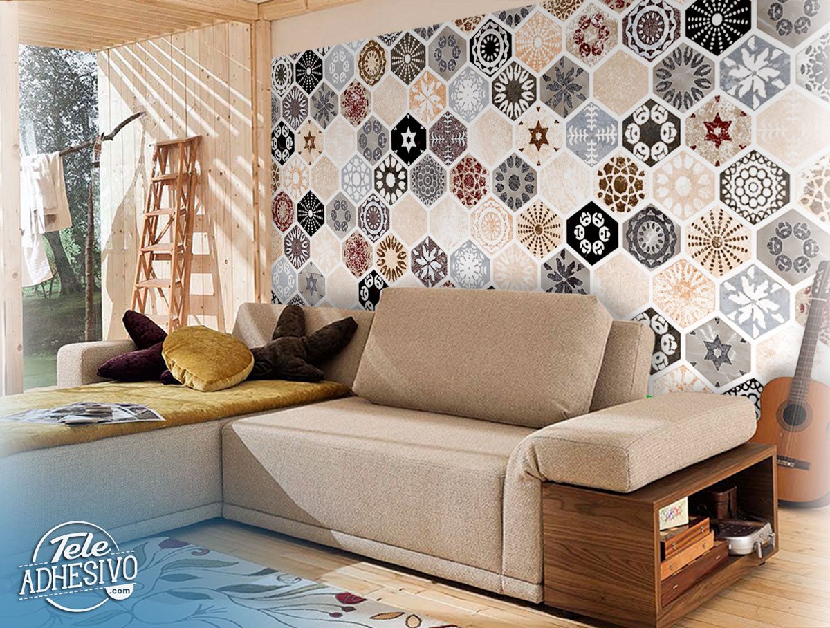 Wall Murals: Printed of hexagons