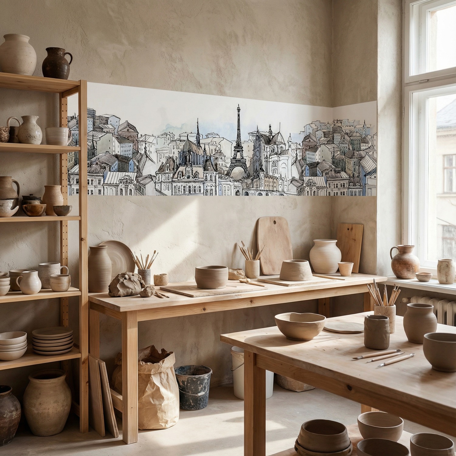 Wall Murals: Drawing of Paris