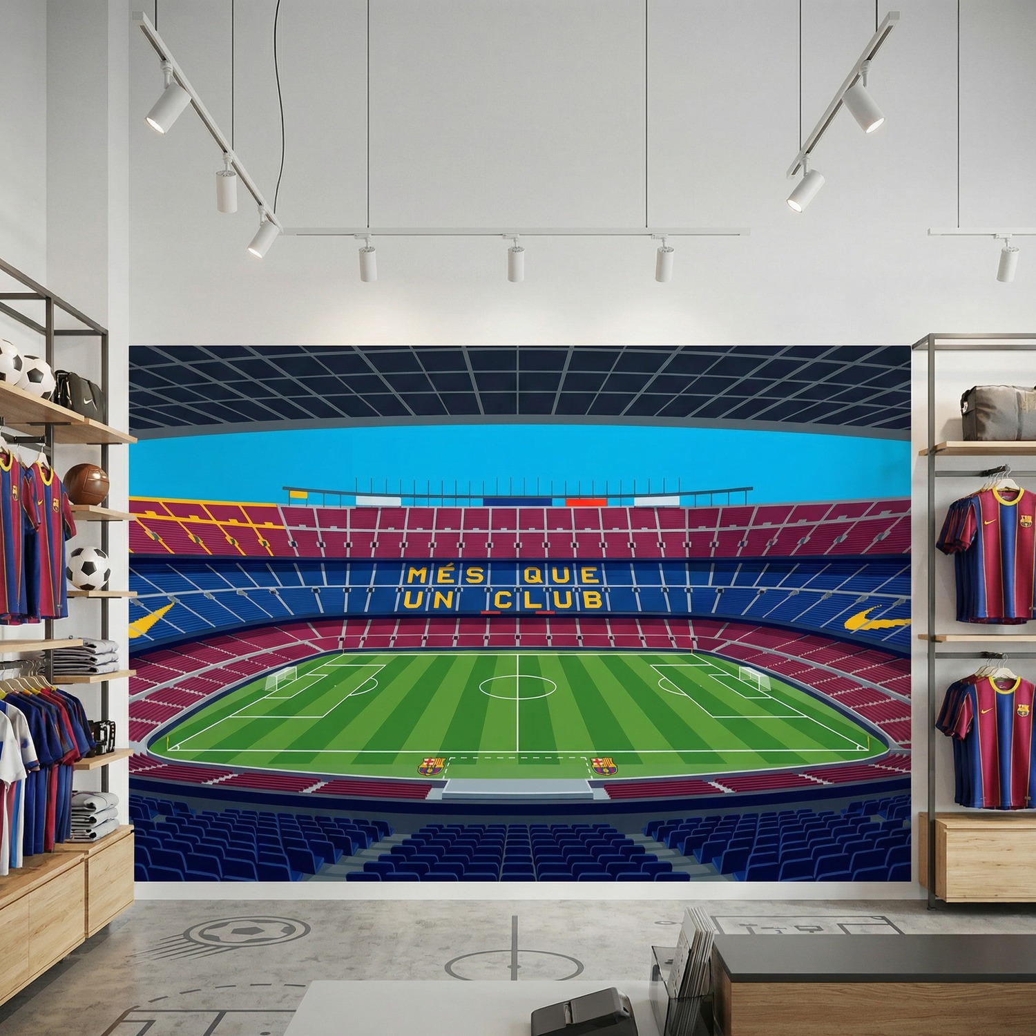 Wall Murals: Camp Nou Stadium Illustration Wall Mural