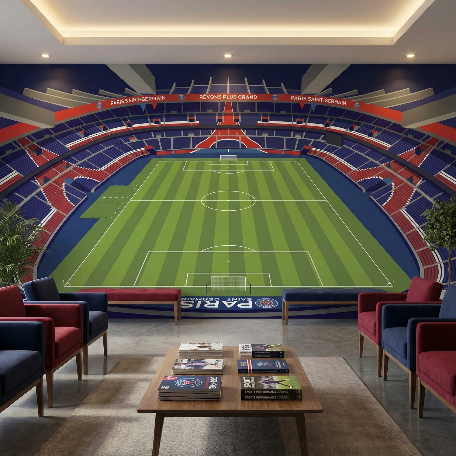 Wall Murals: Parc des Princes Stadium Illustration Wall Mural