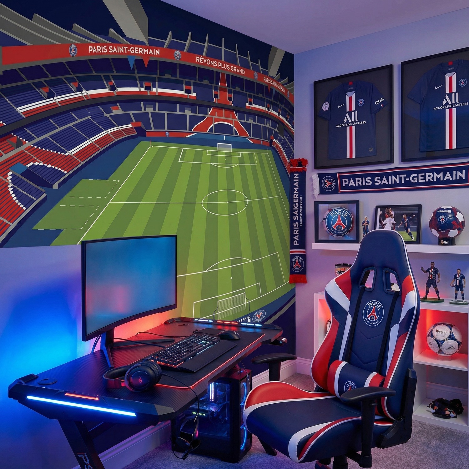 Wall Murals: Parc des Princes Stadium Illustration Wall Mural