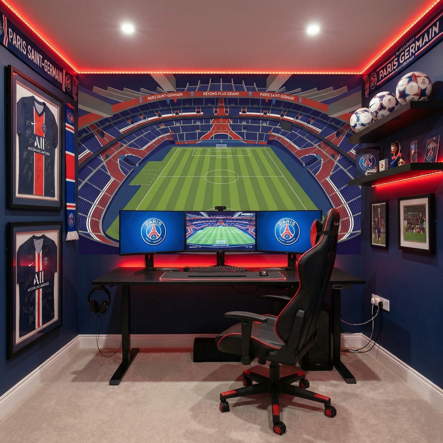 Wall Murals: Parc des Princes Stadium Illustration Wall Mural