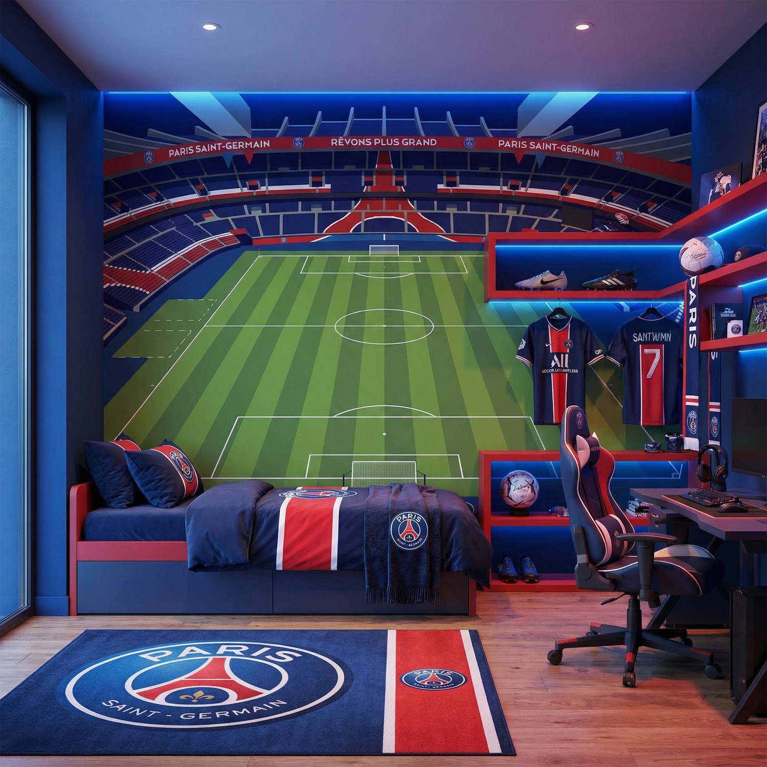 Wall Murals: Parc des Princes Stadium Illustration Wall Mural
