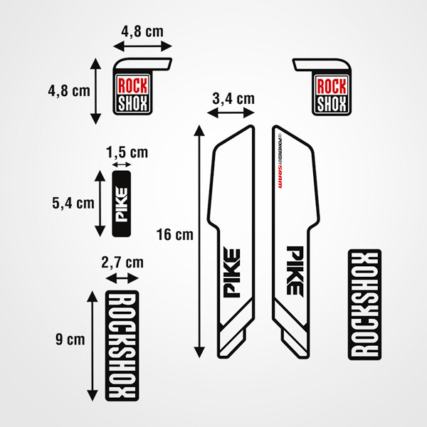 Car & Motorbike Stickers: Rock Shox Pike bicycle forks on white