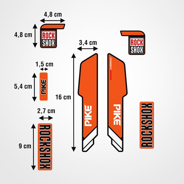 Car & Motorbike Stickers: Rock Shox Pike bicycle forks in orange