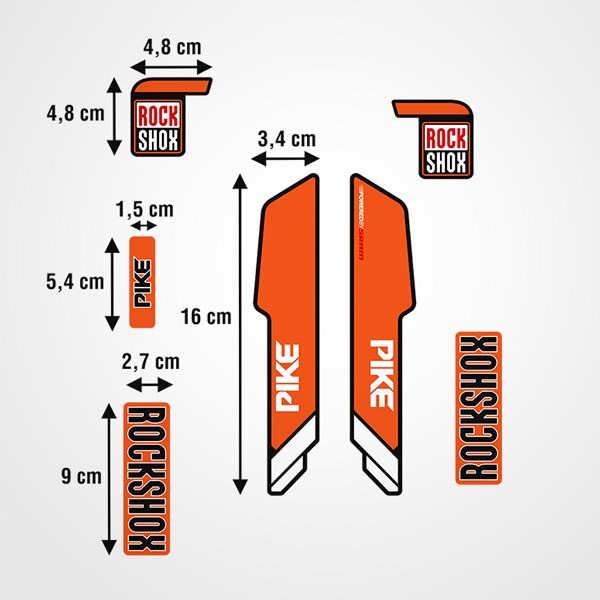 Car & Motorbike Stickers: RockShox Pike Forks in Orange and Black