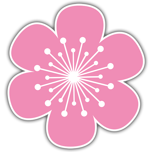 Car & Motorbike Stickers: Pink and White Flower