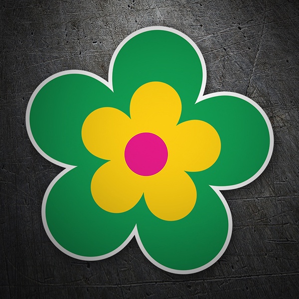 Car & Motorbike Stickers: Magenta, Yellow and Green Flower 1