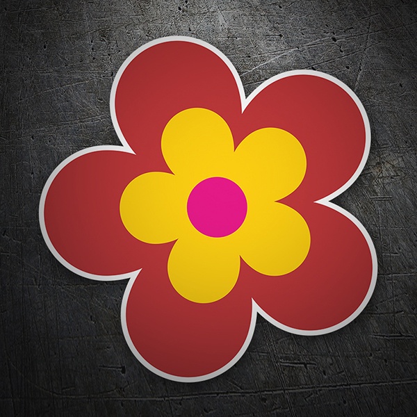 Car & Motorbike Stickers: Red Yellow and Pink Flower