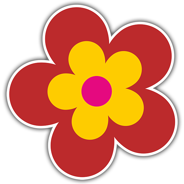 Car & Motorbike Stickers: Red Yellow and Pink Flower