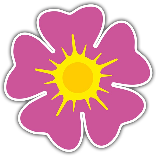 Car & Motorbike Stickers: Pink and Yellow Flower