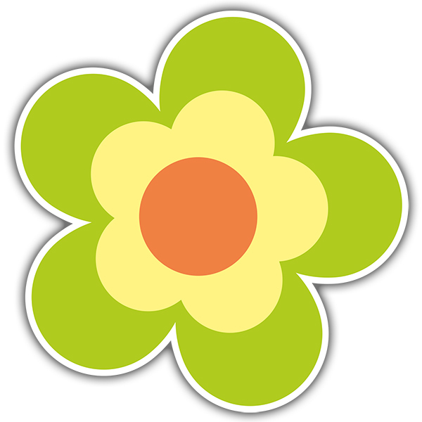 Car & Motorbike Stickers: Orange, Yellow and Green Flower
