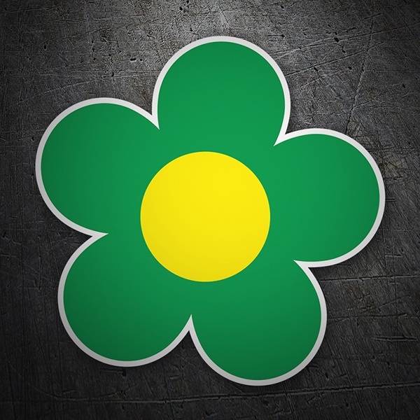 Car & Motorbike Stickers: Flower Green and Yellow 1
