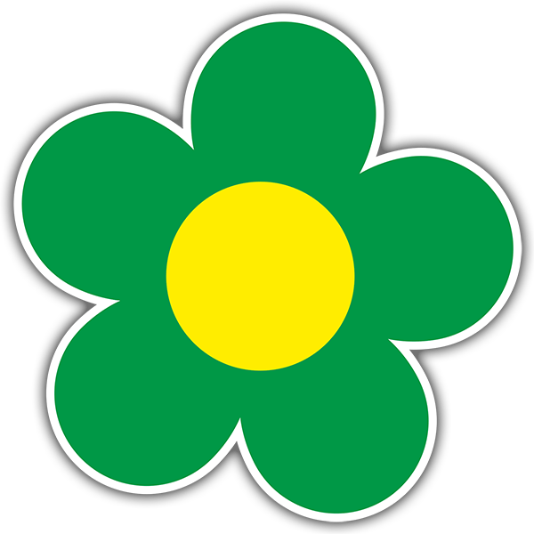Car & Motorbike Stickers: Flower Green and Yellow 0
