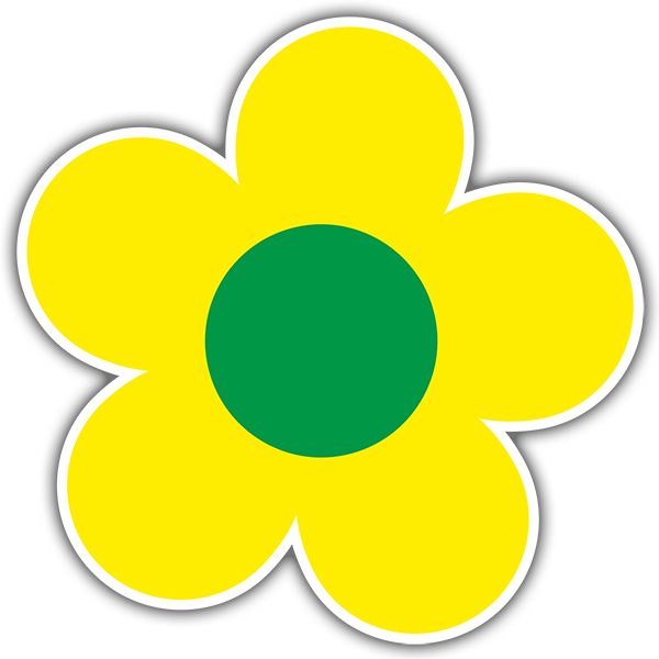 Car & Motorbike Stickers: Flower Yellow and Green