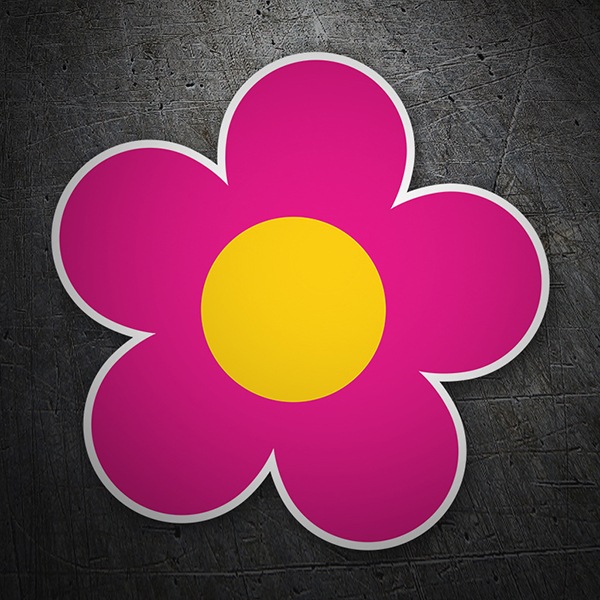 Car & Motorbike Stickers: Flower Magenta and Yellow 1
